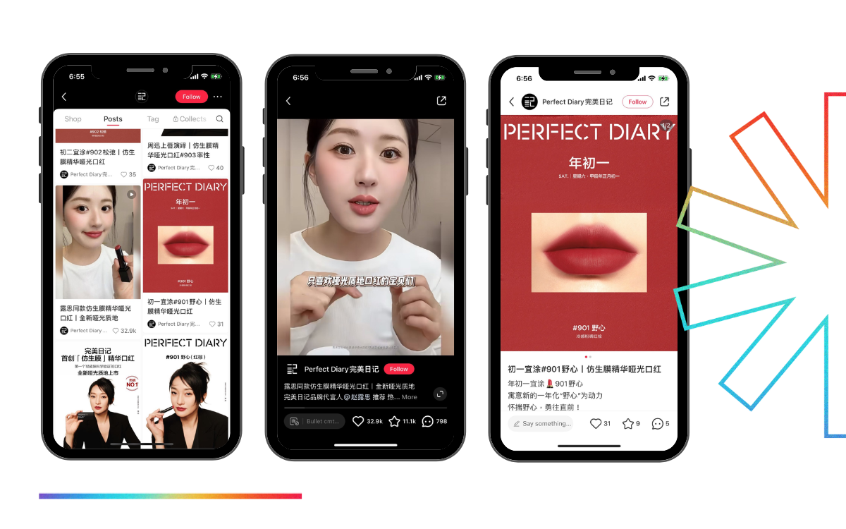 Image showing the difference between branded and user-generated content on XiaoHongShu